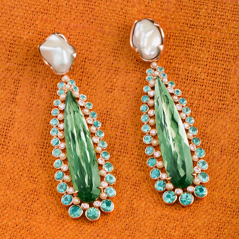 Earrings Tourmaline Pearls