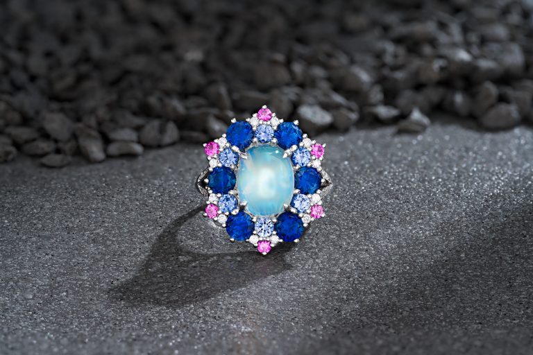 Ring Moonstone Sapphire Diamond