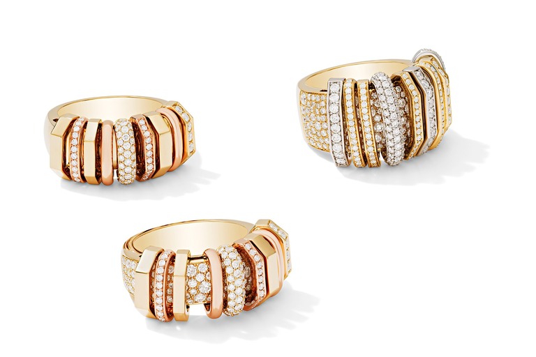 Professional jewelry photography of set of rings by Arjuna Irsutti 