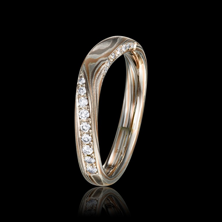 Professional jewelry photography of a mokume-gane ring by Arjuna Irsutti